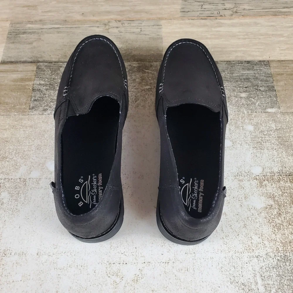Skechers Bobs Chill Lugs Central Look Womens Loafer Shoe Sz 7 Black Faux Leather